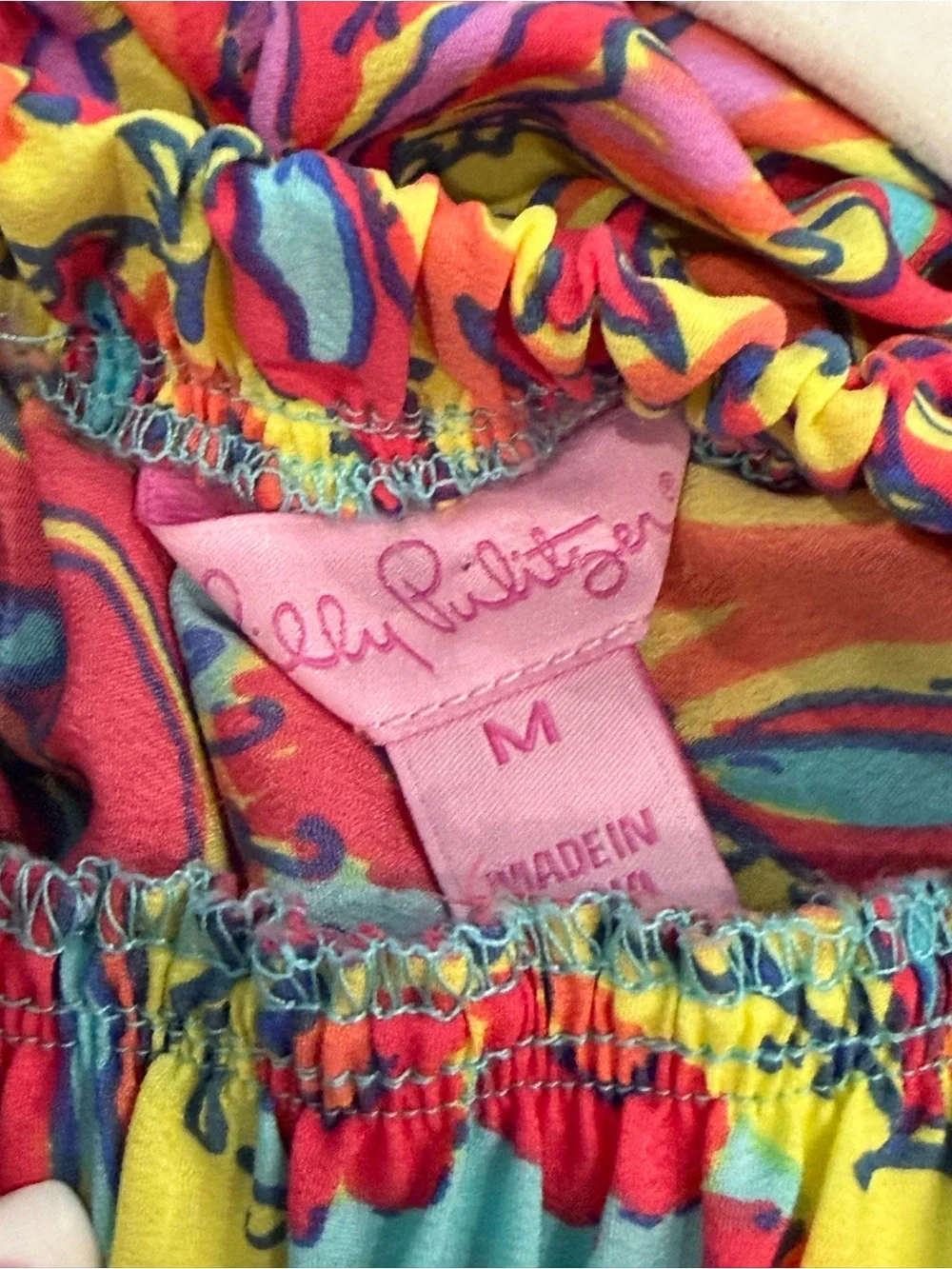 Lilly Pulitzer Turquoise Strapless Maxi Dress with Vibrant Paisley Print Med